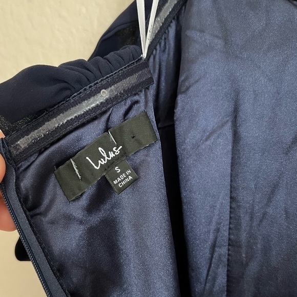 NWOT Lulus Enduring Love Navy Blue Off-the-Shoulder Maxi Dress - Picture 6 of 7